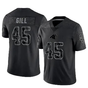 ＃45 Men's Cam Gill Black Limited Carolina Panthers Reflective Jersey