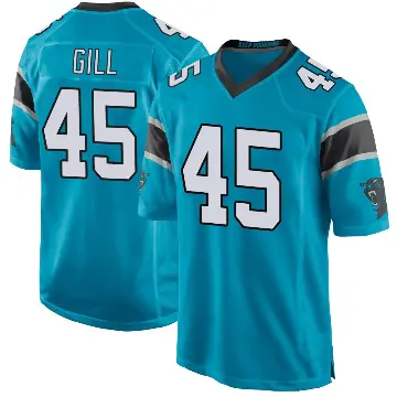 ＃45 Men's Cam Gill Blue Game Carolina Panthers Alternate Jersey