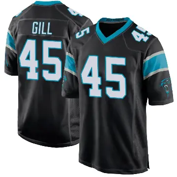 ＃45 Youth Cam Gill Black Game Carolina Panthers Team Color Jersey