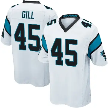 ＃45 Youth Cam Gill White Game Carolina Panthers Jersey