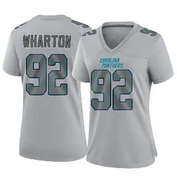 ＃92 Women's Tershawn Wharton Gray Game Carolina Panthers Atmosphere Fashion Jersey