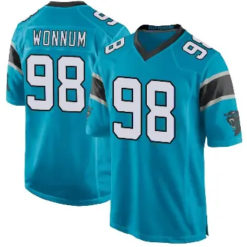 ＃98 Men's D.J. Wonnum Blue Game Carolina Panthers Alternate Jersey