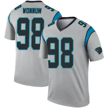 ＃98 Youth D.J. Wonnum Legend Carolina Panthers Inverted Silver Jersey